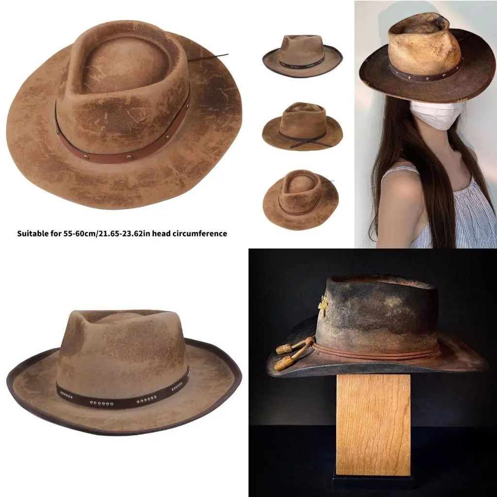 

R1WE Vintage Wool Fedoras Hat Classical Designs Headwear for Lady Fashion Enthusiasts