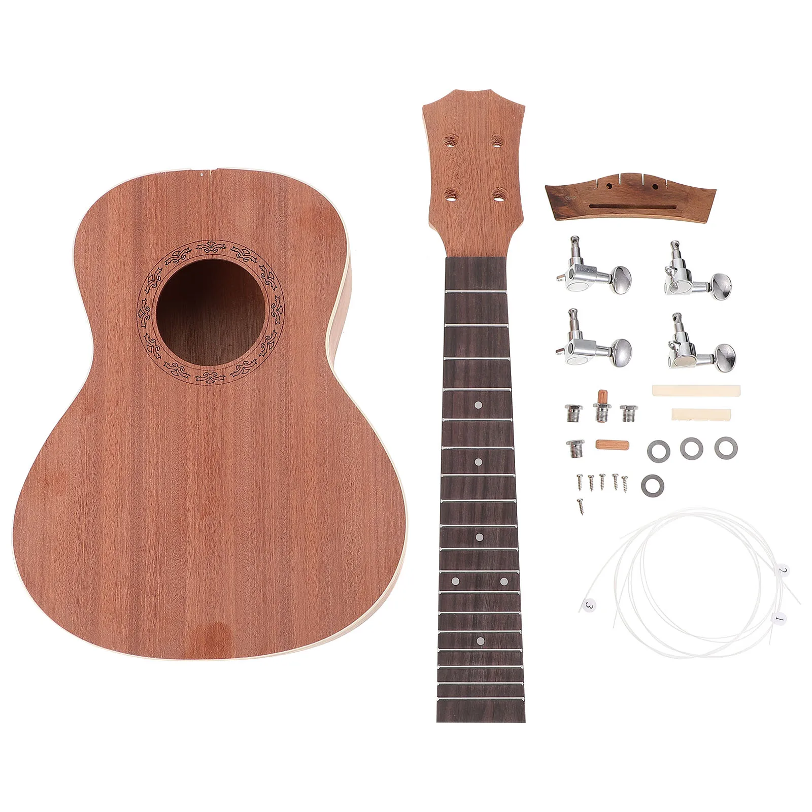 

1 Set DIY Ukulele Kit Paintable Handmade Musical Instrument Safe for Kids Gift Semi-craft Ukulele Kit Small Guitar DIY Material