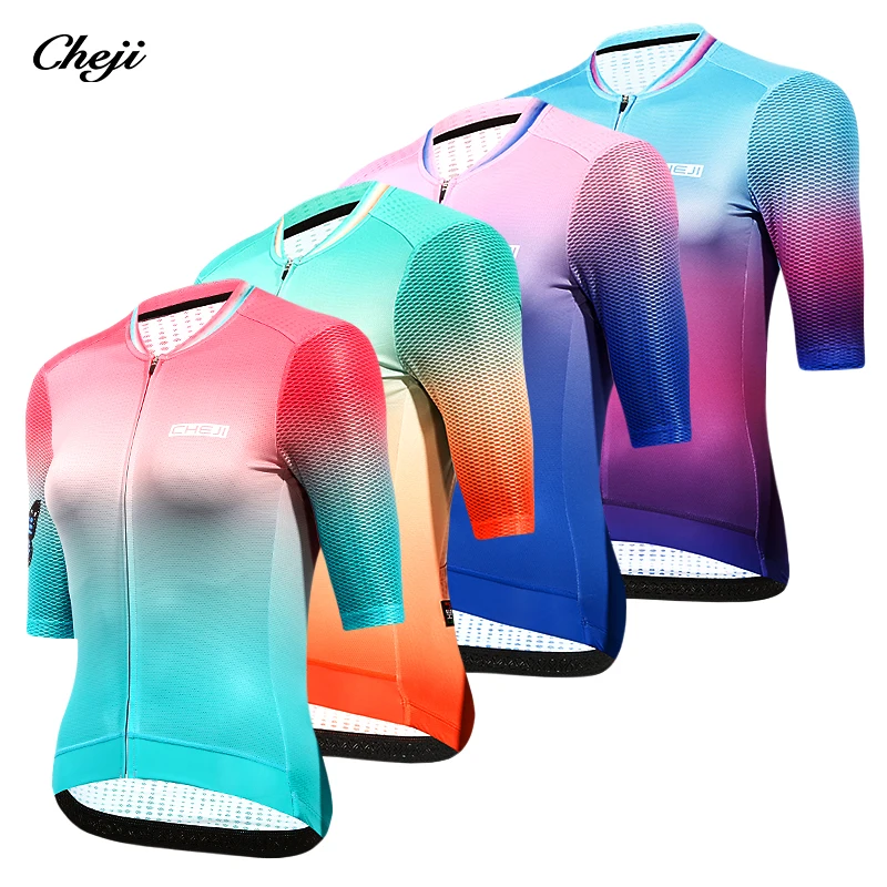 CHEJI Cycling Jerseys Women\'s Cycling Jersey Summer Short Sleeve Top High Quality Fabric Quick Drying  Sports Breathable Summer