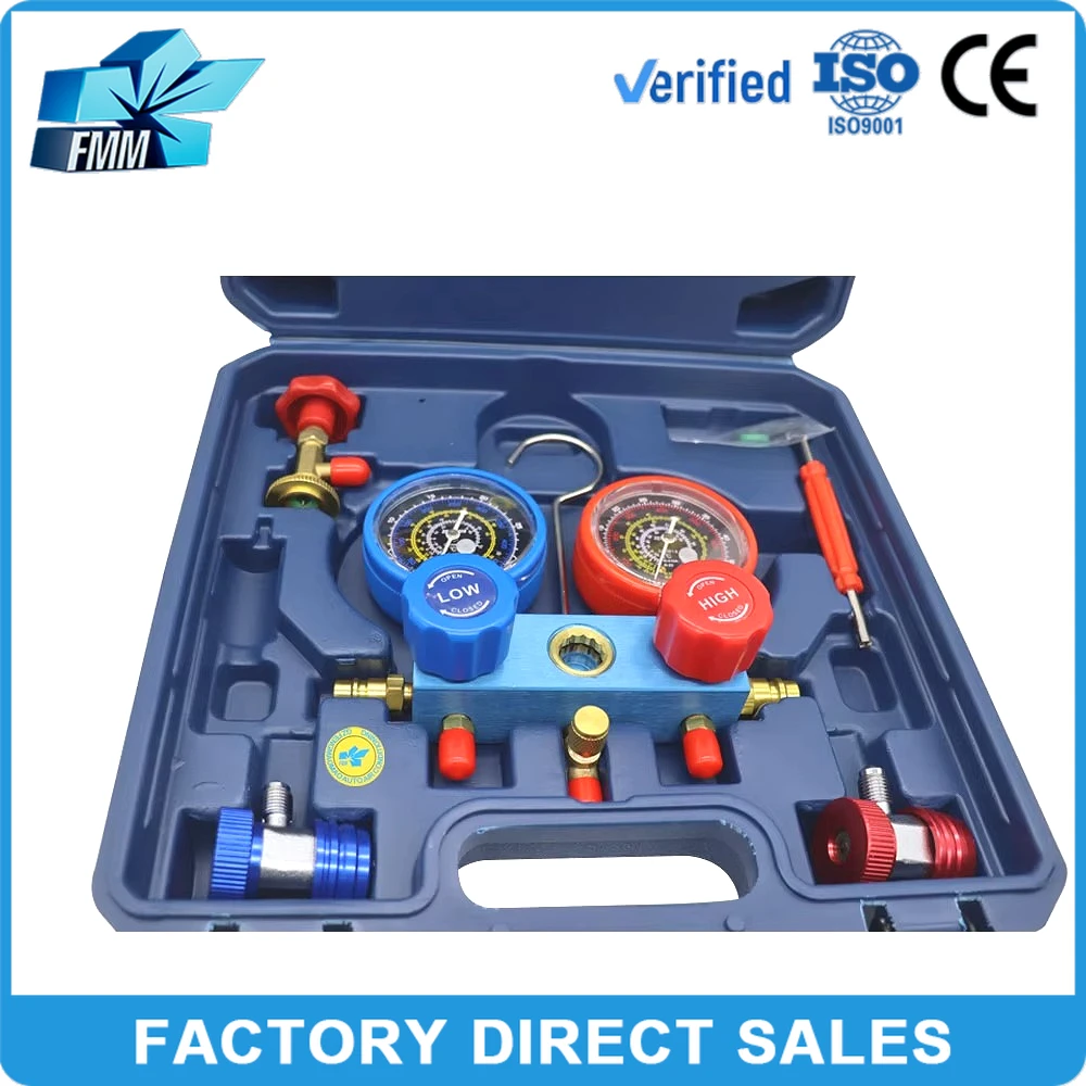 

FMM R134a Refrigerant Pressure Testing Tool Car Air Conditioning Repair Instrument Test tools Have High and low pressure valves