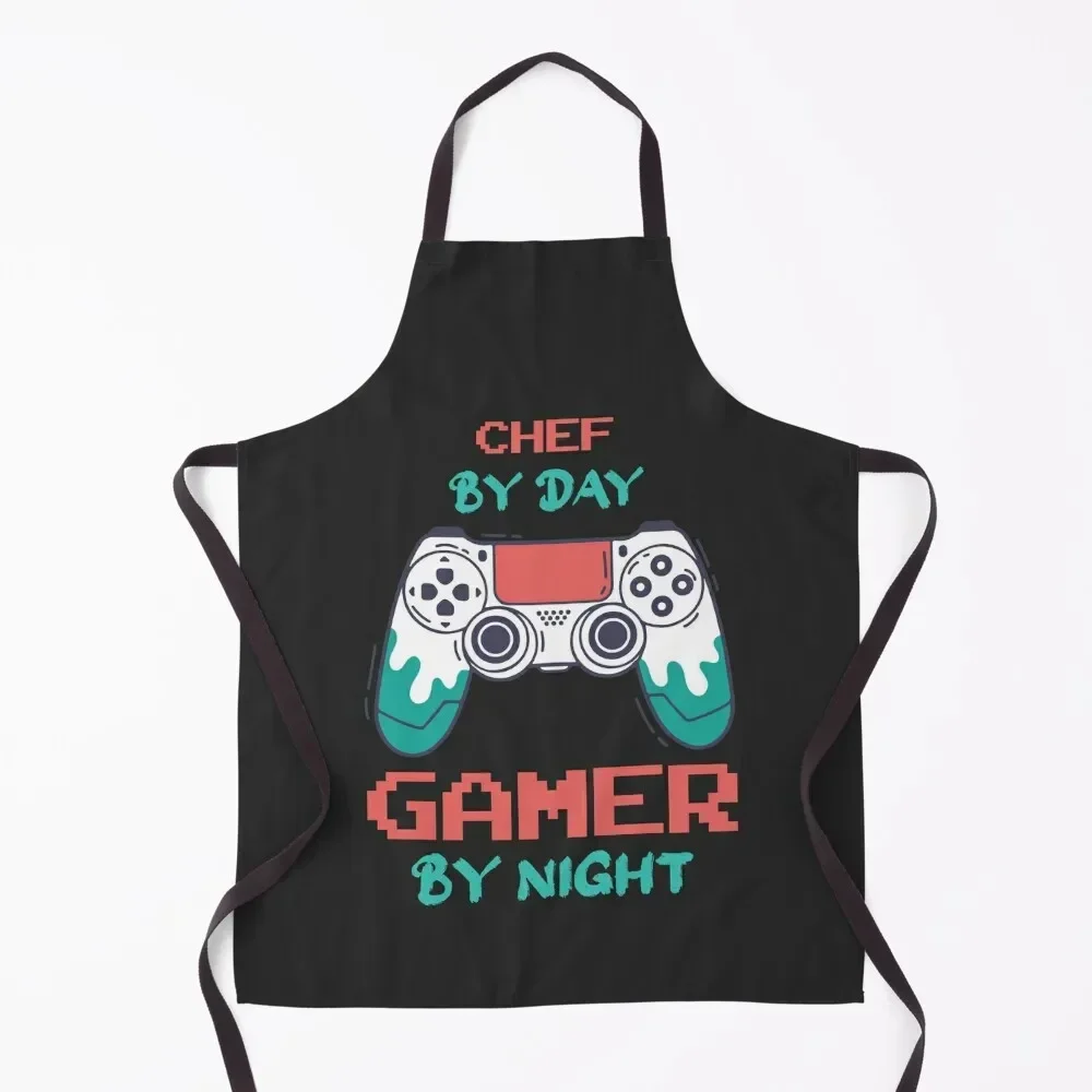 

Chef By Day Gamer By Night - Funny Chef quote gift idea For Men and Women Apron kitchen and home Custom Apron