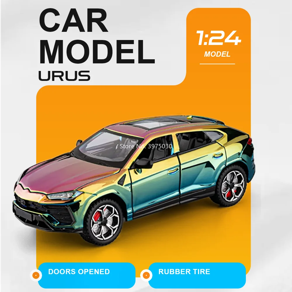 

1:24 URUS Roadster Alloy Model Toy Diecast Miniature Car Doors Opened Pull Back Front Wheel Steering Vehices Bedroom Decorations