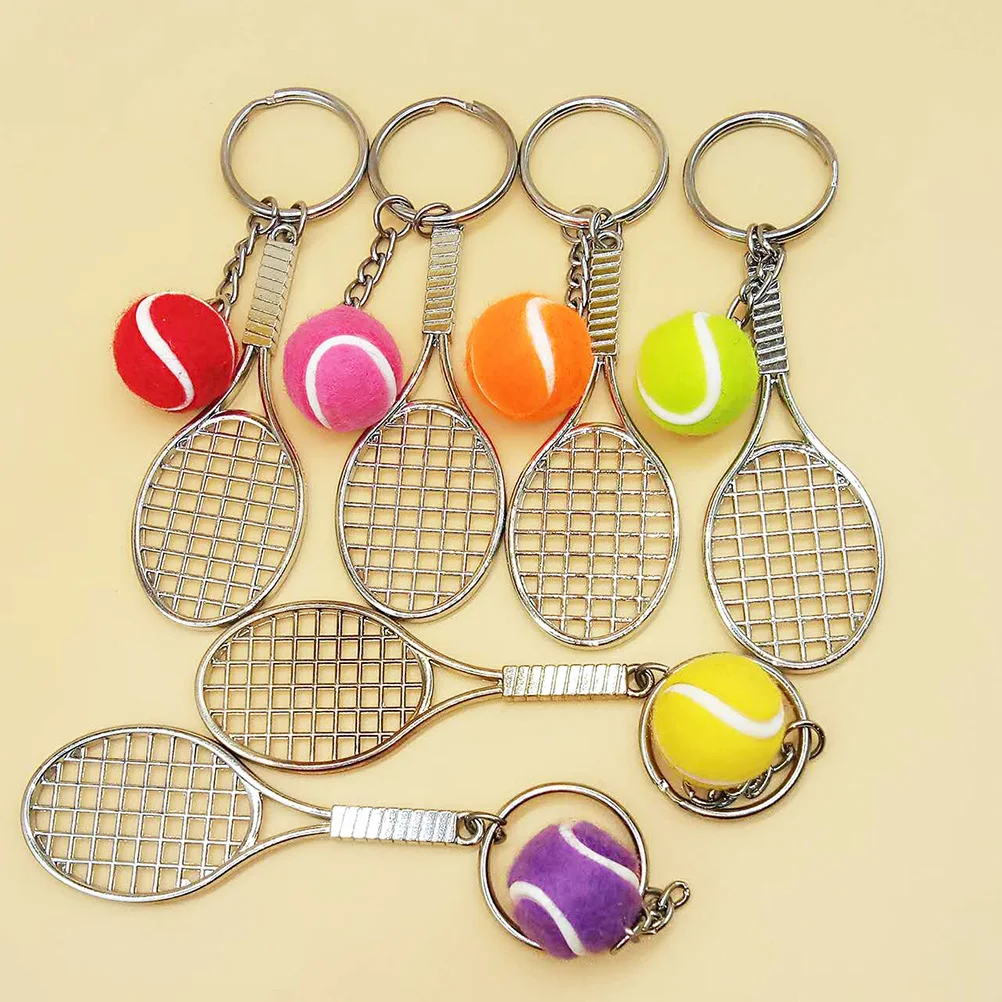 2 Pcs Tennis Key Chain Bag Pendant Keychain Keyring Racket Prize Hanging Keychains Creative Gift Miss Balls Racquet