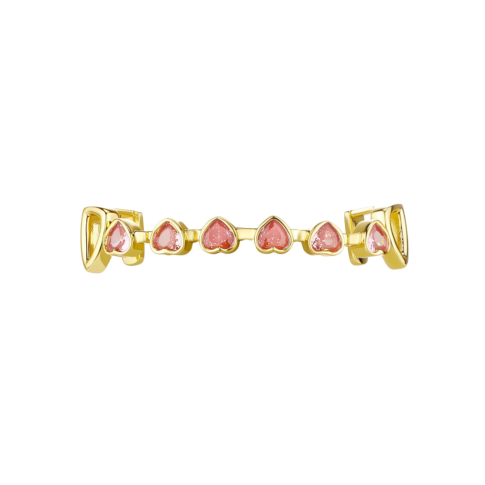 JINAO Wunderschönes, eisrosa CZ-Stein-Grillz-Set mit 8 Zähnen, Glücks-Herz-Design, für Männer und Frauen, Ober- und Unterkiefer, glänzender Stern-Grill, Punk-Rapper, Weihnachten – Detail 2