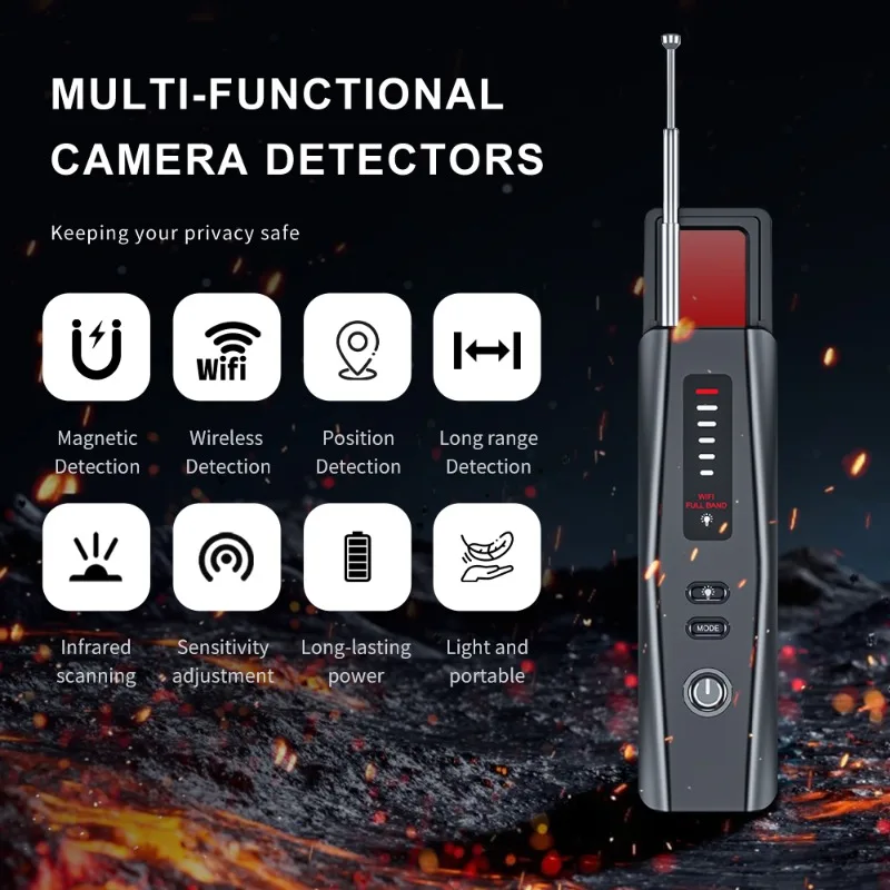 Hidden Bug and Camera Detector 5 Levels Sensitivity Bug GSM GPS WiFi Tracker Listening Device Bug RF Wireless All Signal Scanner