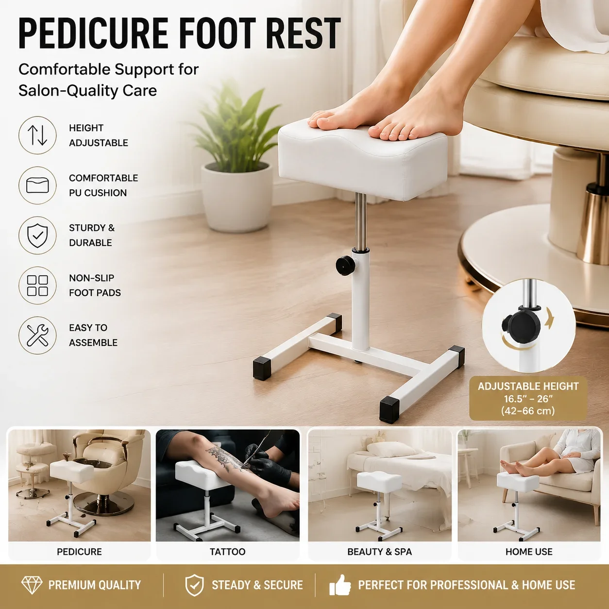 Pedicure Foot Rest,Foot Massage Pedicure Stool,Tattoo Stand Adjustable Height Footstool Nail Equipment for Home Beauty Salon Spa