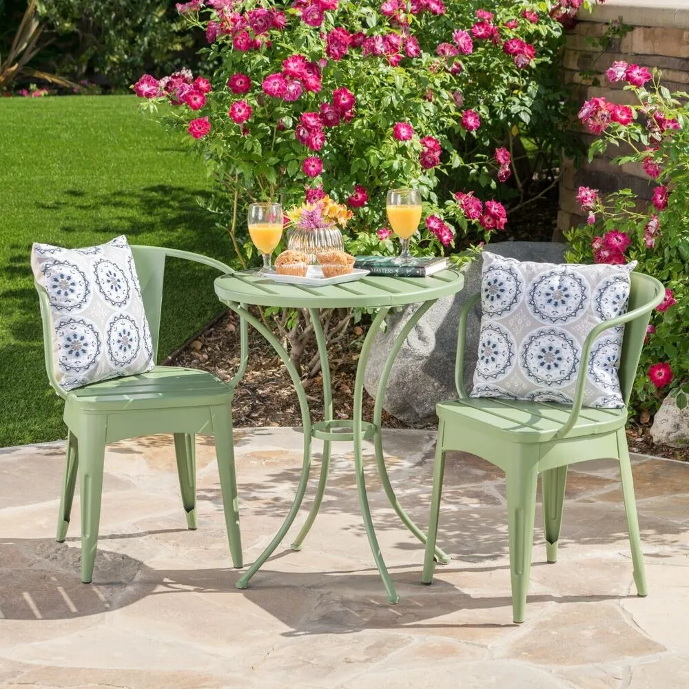 Collins Outdoor 3 Piece Matte Green Iron Bistro Set
