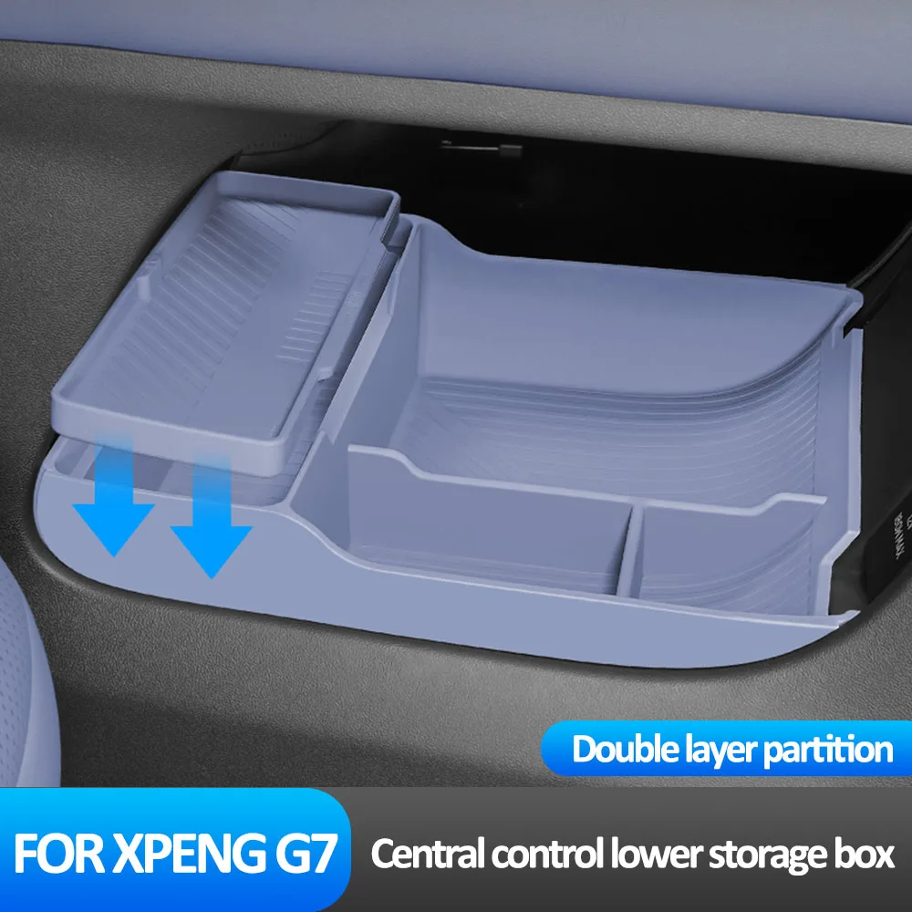 

Storage Box Under Central Control For Xpeng G7 2025 2026 Interior Supplies Original Color Silicone Double-layer Storage Box