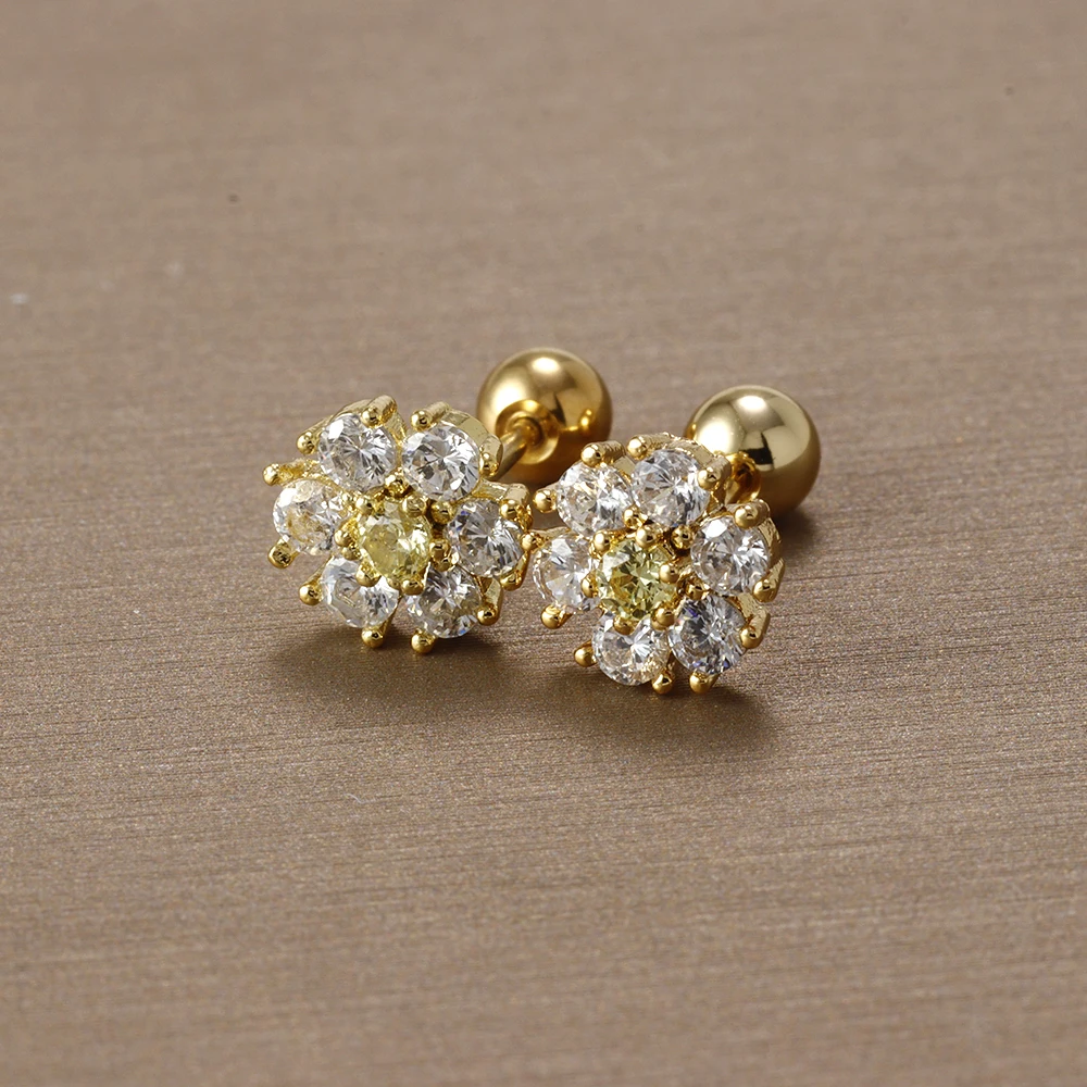 Women's Light Luxury Zircon Flower Stud Earrings