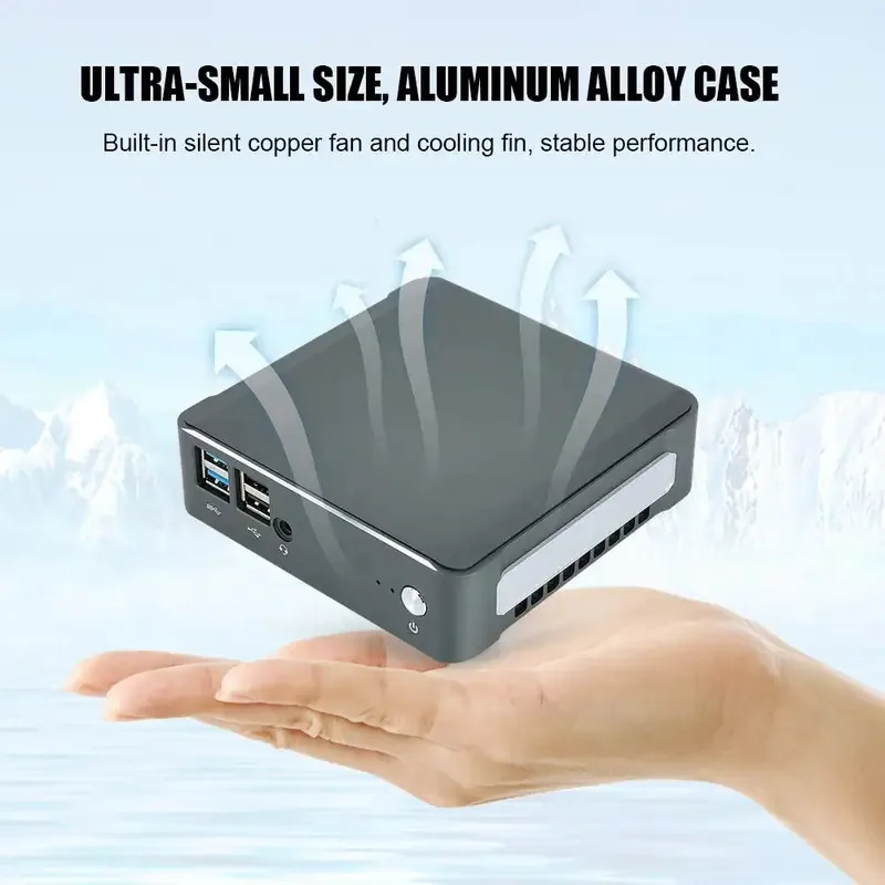 MU01 มินิเดสก์ท็อปพีซีอลูมิเนียมประสิทธิภาพสูงสำหรับสำนักงานเกมและการใช้งานอุตสาหกรรมขนาดพกพาพร้อมปลั๊ก AU และ US