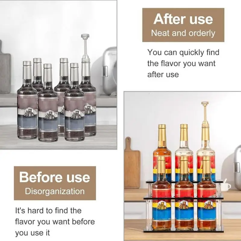 

Coffee Syrup Holder Acrylic Syrup Rack For Coffee 2-Tier Stand Storage Organizer Display Shelf Station Kitchen Accessories For