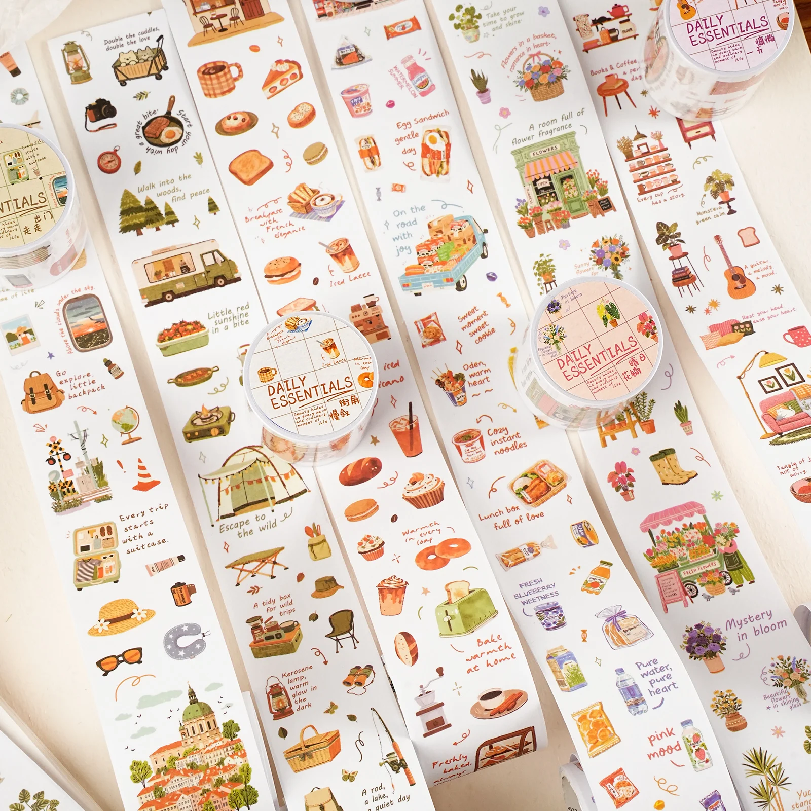 40/60mm * 2m Ins Life Small Items Food Coffee Die Cutting Washi Tape DIY Diary Scrapbook Aesthetic Tape