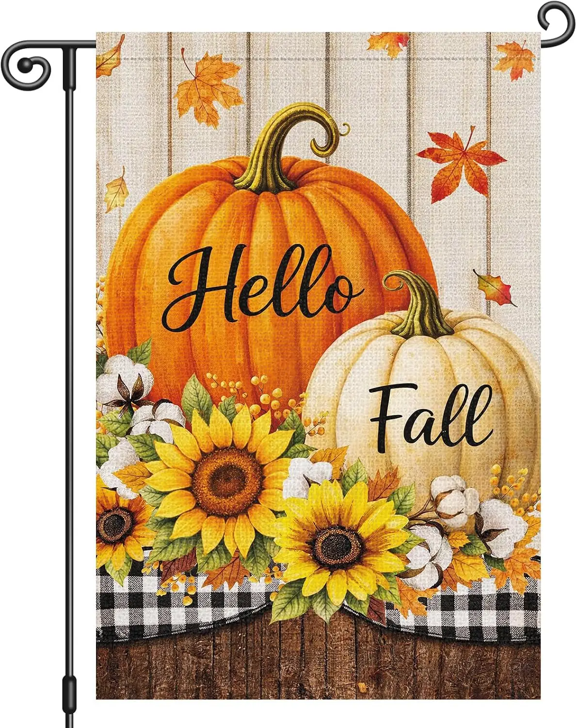 Heyfibro Hello Fall Garden Flag Autumn Pumpkin Sunflower Flag 12x18 Inch | Double Sided Print,Fade Resistant,Fall Outdoor De llp