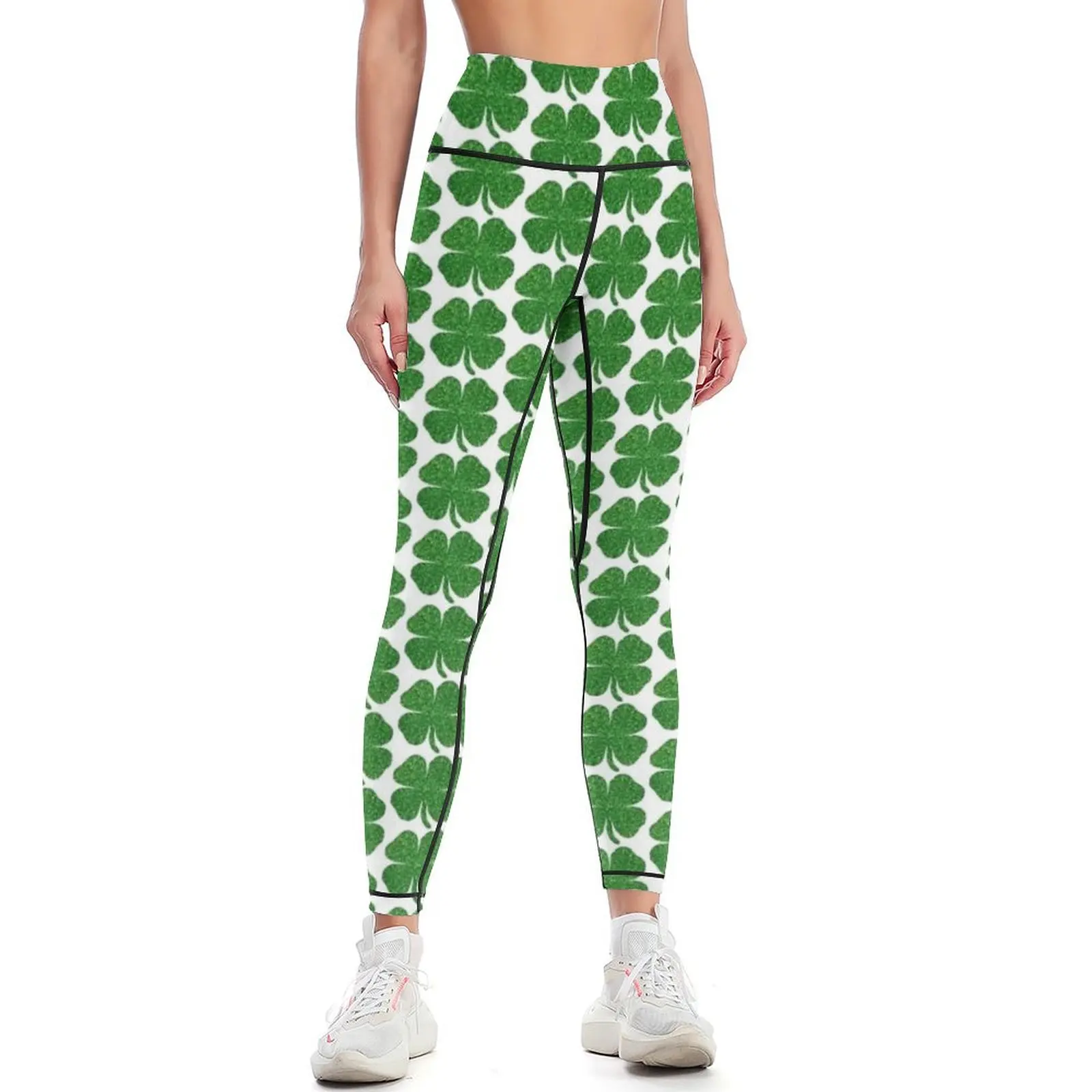 

Glitter Green Shamrock Leggings sports tennis for Women sportwear Women's push up sports shirts gym Womens Leggings