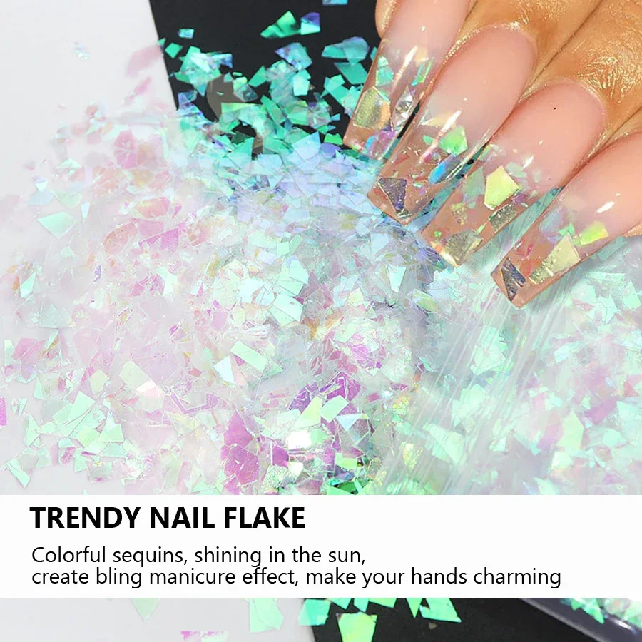 10 g di scaglie per unghie con effetto sirena olografica, paillettes scintillanti per il design di nail art, forniture cosmetiche scintillanti e lucide