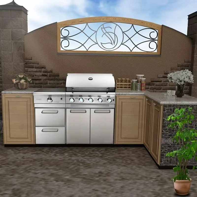 Heavy-Duty 304 Stainless Steel Household Gas Grill Large High-End Luxury BBQ Grill for Villa, Patio & Garden