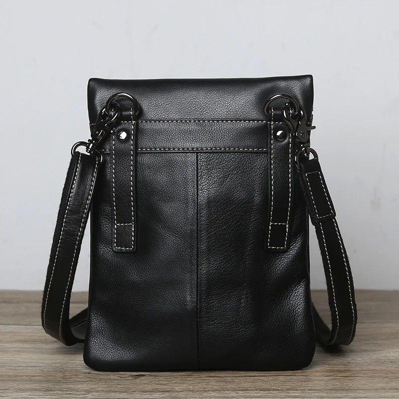 Imagem -02 - Couro Genuíno Estilo Vertical Masculino Único Ombro Envoltório Cabeça Camada de Couro Casual Versátil Bolsa do Telefone Móvel Crossbody