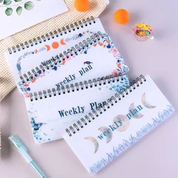 50 Sheets Weekly Planner Fresh Garland Moon Butterfly PVC Waterproof Cover Daily Schedule Student Diary Notebook Desk Calendar