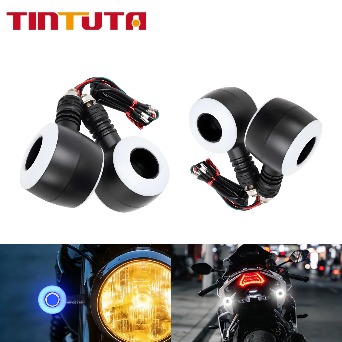 2pcs Motorcycle Turn Signals Light 12V Super Bright Daytime Driving Running Lamp Dual Color Flowing Flash Indicator Light