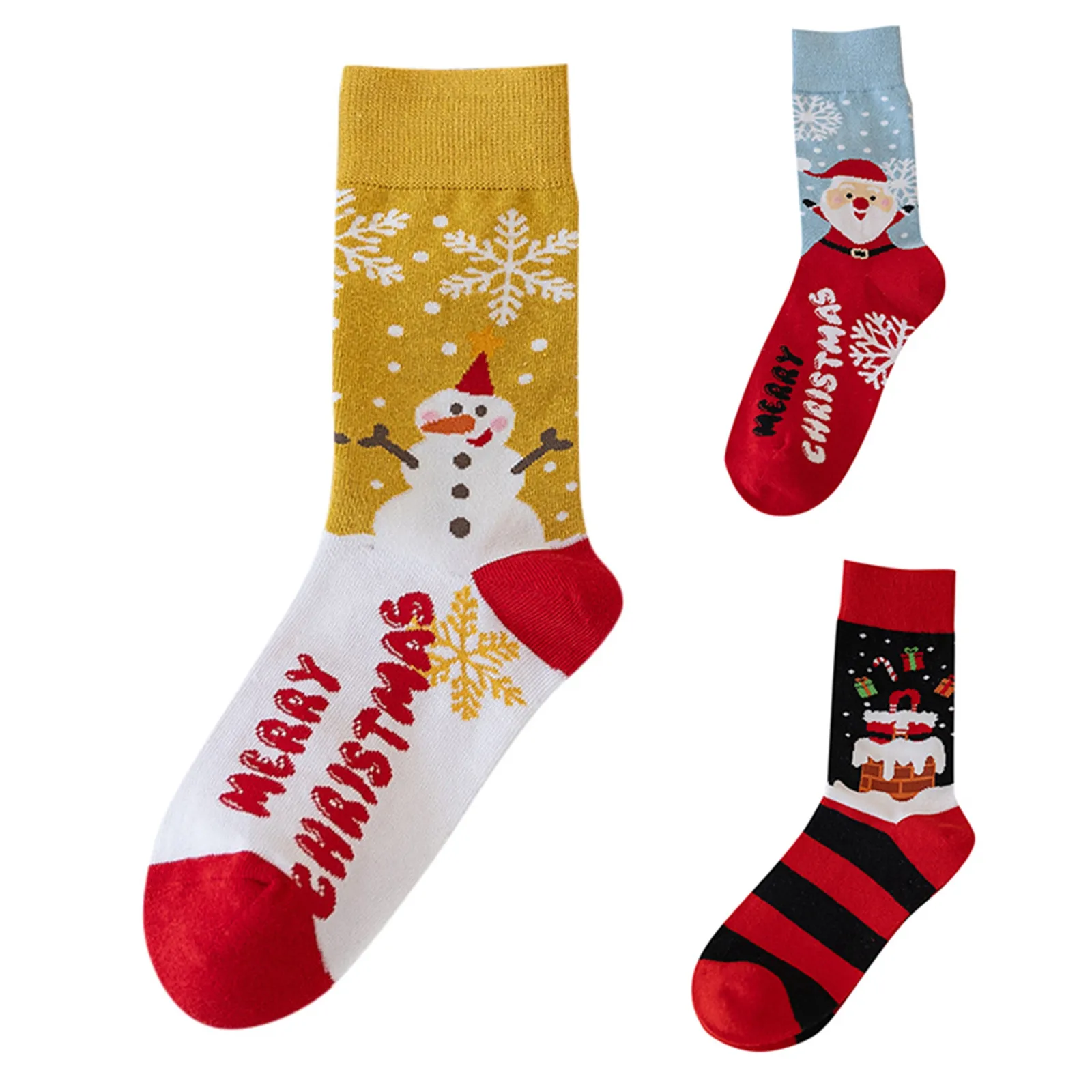 1-Pairs Unisex Mid-Calf Length Christmas Themed Socks Cartoon Santa Claus Socks for men Women Fun Cute Sock Christmas Gift