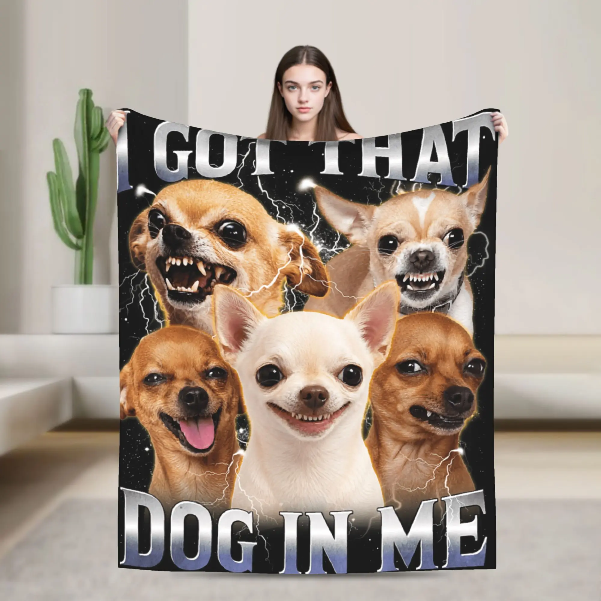 Soft Throw Blanket Travel Office I Got that Dog in Me Funny Dog Chihuahua Lovers Blankets  Flannel Bedspread Sofa Bed Cover