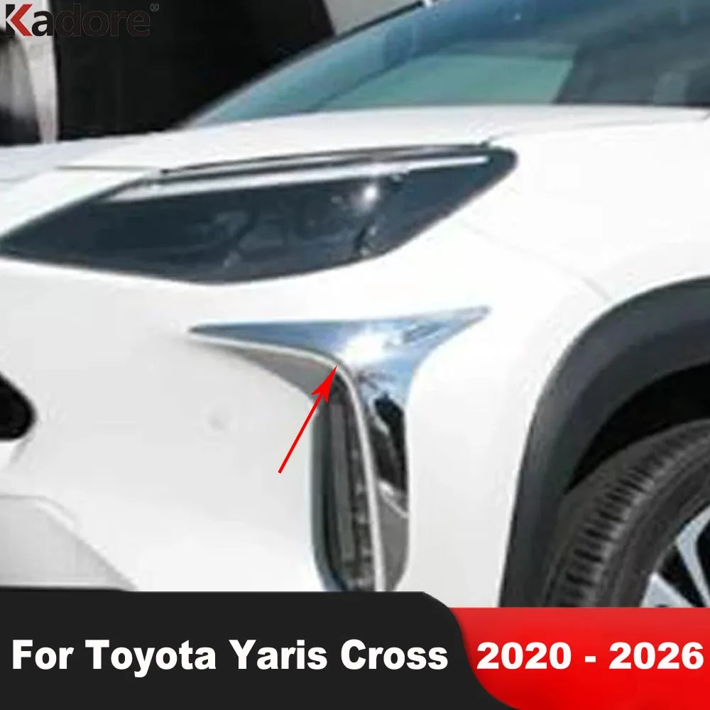

For Toyota Yaris Cross 2020-2024 2025 2026 Chrome Car Front Fog Light Lamp Cover Trim Foglight Eyebrow Frame Trims Accessories