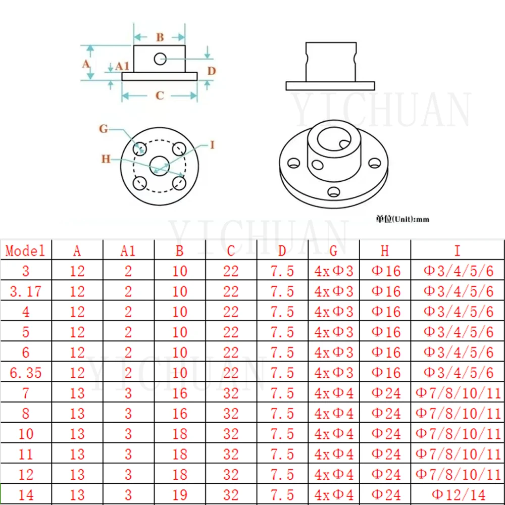 Rigid Flange Coupling Aperture 2~14mm 180 ° Top Aluminum Alloy Base Machine Connector Set Power Transmission Component Hardware