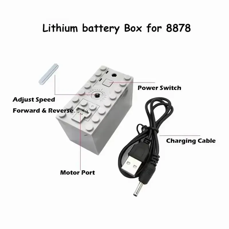 MOC High-tech Parts Rechargeable Lithium Battery Box Blocks Power Up Tool For Car/Train Motor PF Building Bricks Toy Accessories