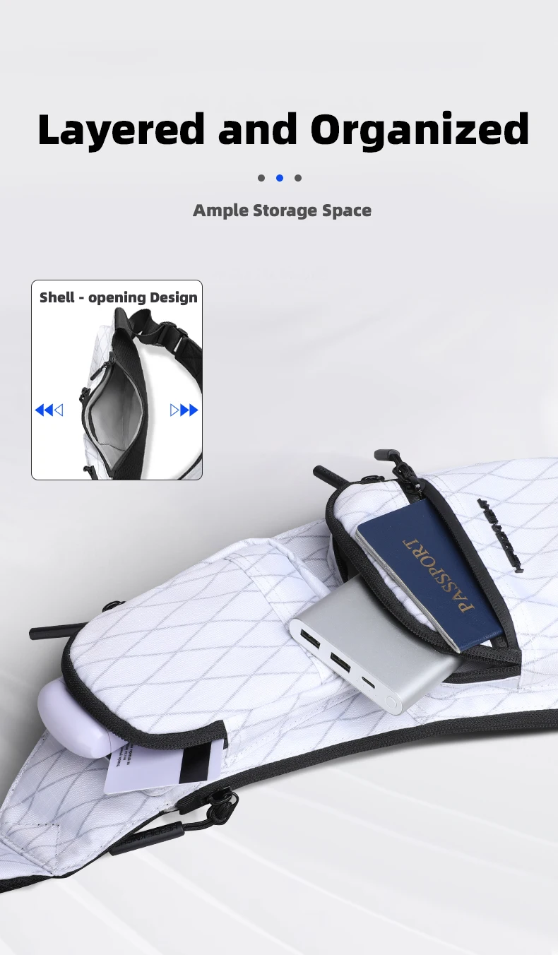 HK Modische, leichte Umhängetasche, hochwertige, wasserdichte X-Pac Herren-Brusttasche, Schultertasche für Pendler, Radfahrer und Reisende – Detail 7
