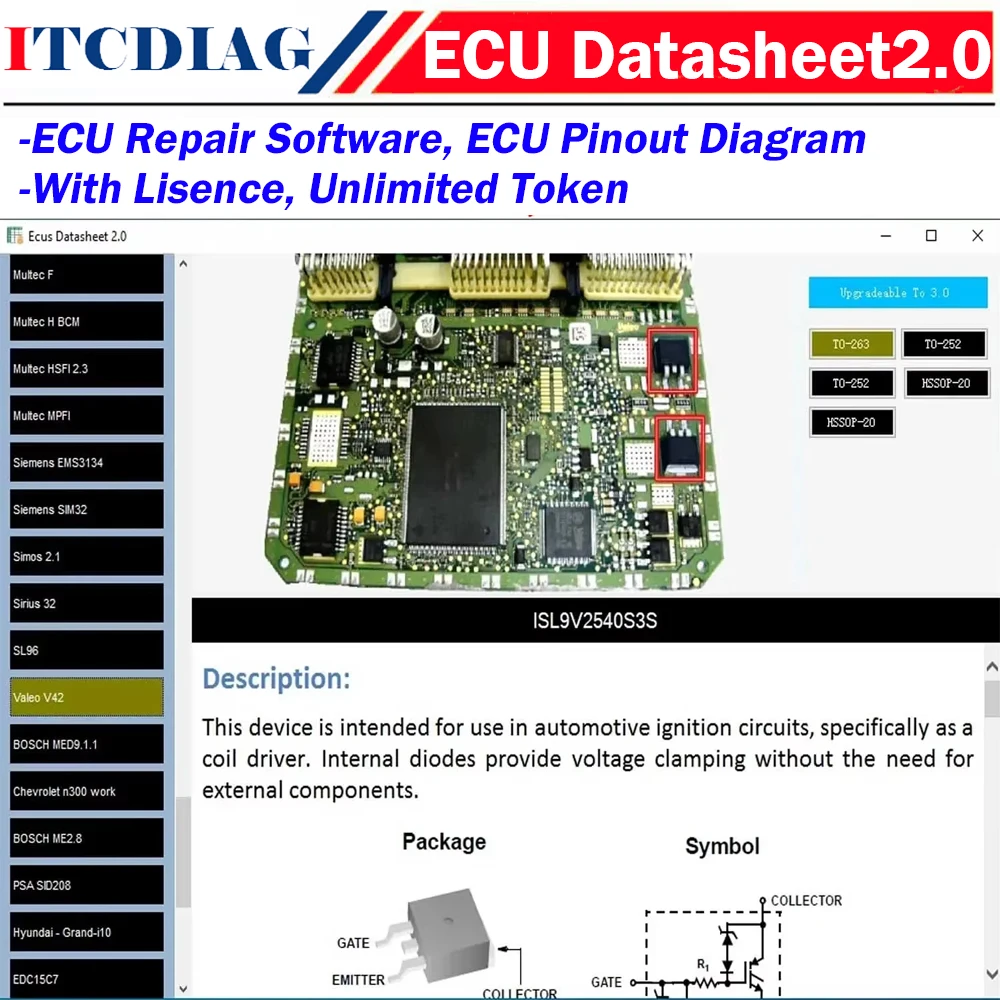 

ECU Repair Software Ecus Datasheet 2.0 PCB Schematic with Electronic Components of ECU and Additional Information For IAW Bosch