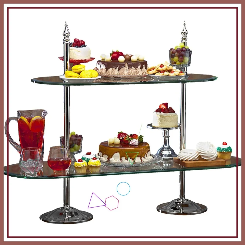 

2-х уровневая стеклянная подставка для десертов для тортов, кексов, закусок - элегантный поднос для вечеринок