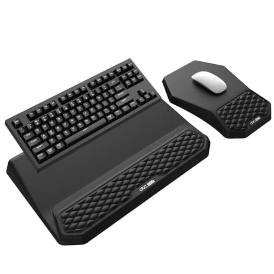 3-in-1 Ergonomic Keyboard Stand with Wrist Rest and Mouse Pad Set Comfy Keyboard Riser Holder Soft Mousepad with Massage Design
