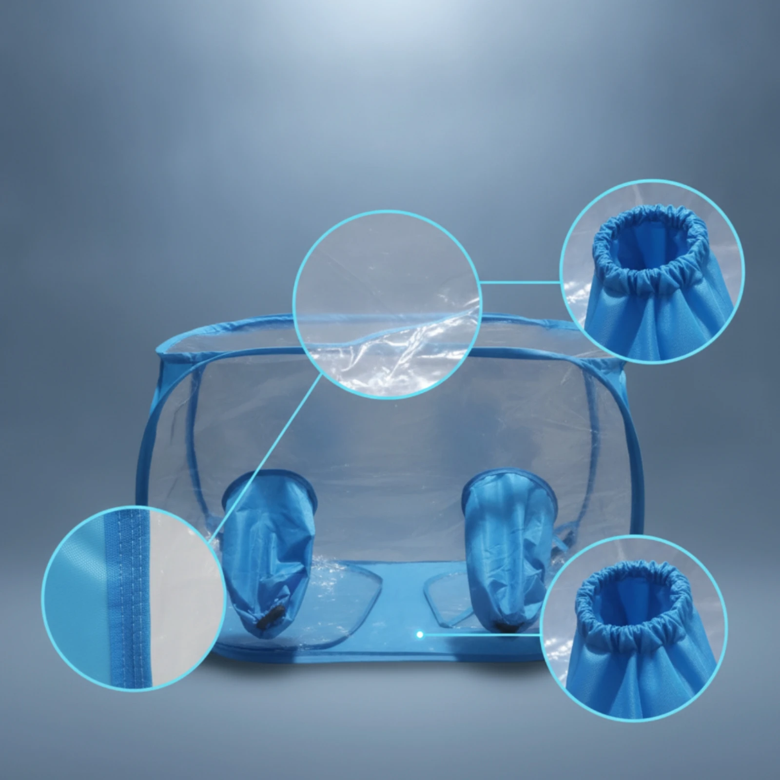 Still Air Chamber with Glove Ports Indoor Grow Tent with Arm Holes Fungi Grow Box Portable Work Station Clear - view 3