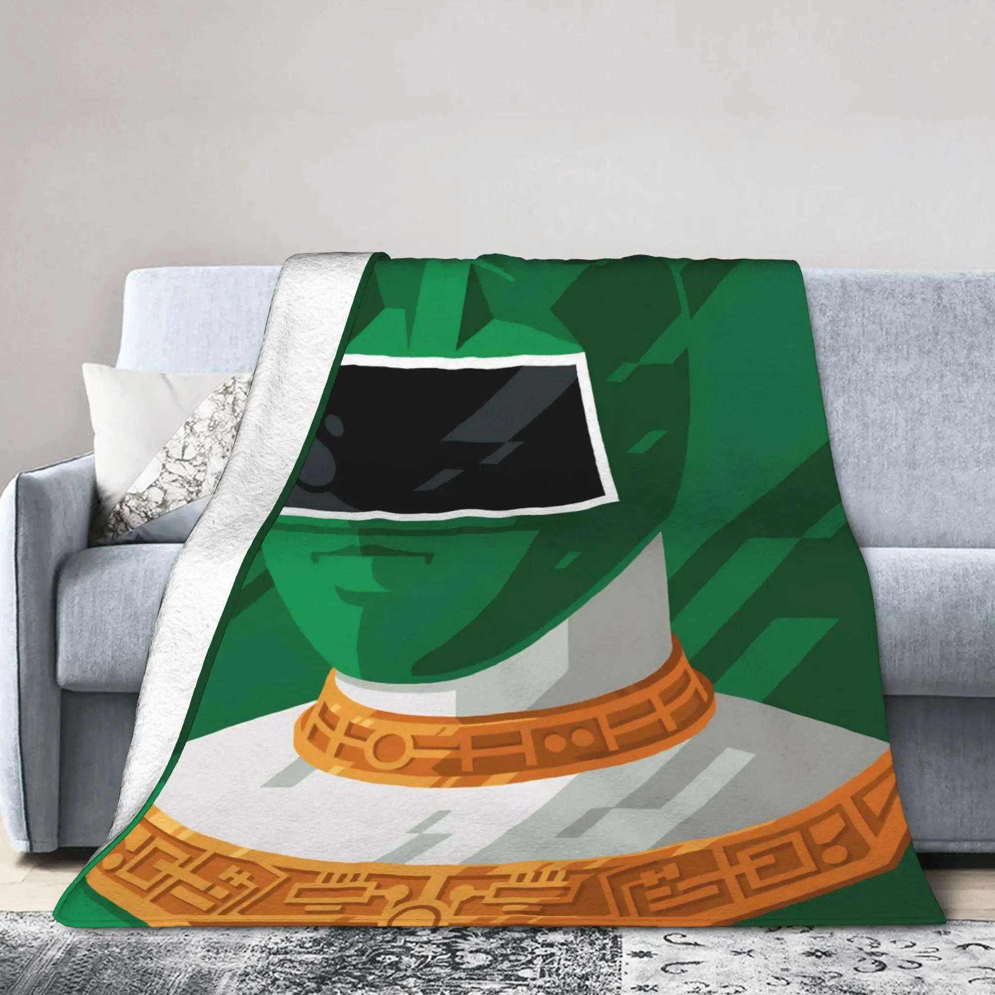 Green Ranger Blankets Power R-Ranger Flannel Funny Breathable Throw Blankets for Bedding Lounge Textile Decor
