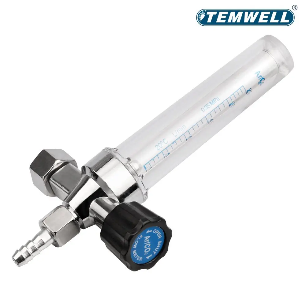 G3/8 Thread 6mm Barb Argon Ar CO2 Gas Flow Meter Ar Welding Regulator 0.35 MP