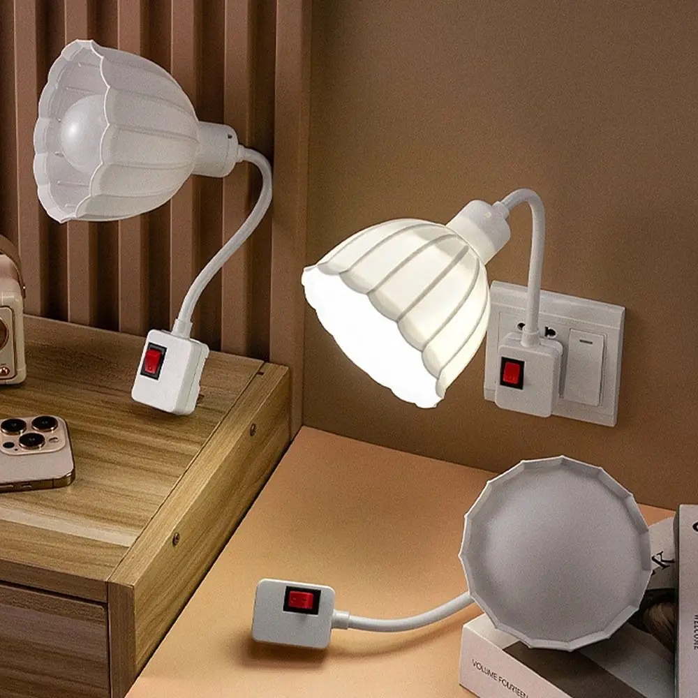 

New Lotus Flowers Wall Plug Lamp With Switch EU US UK Conversion E27 Lamp Holder Exquisite Bulb Socket Converter Home Decor