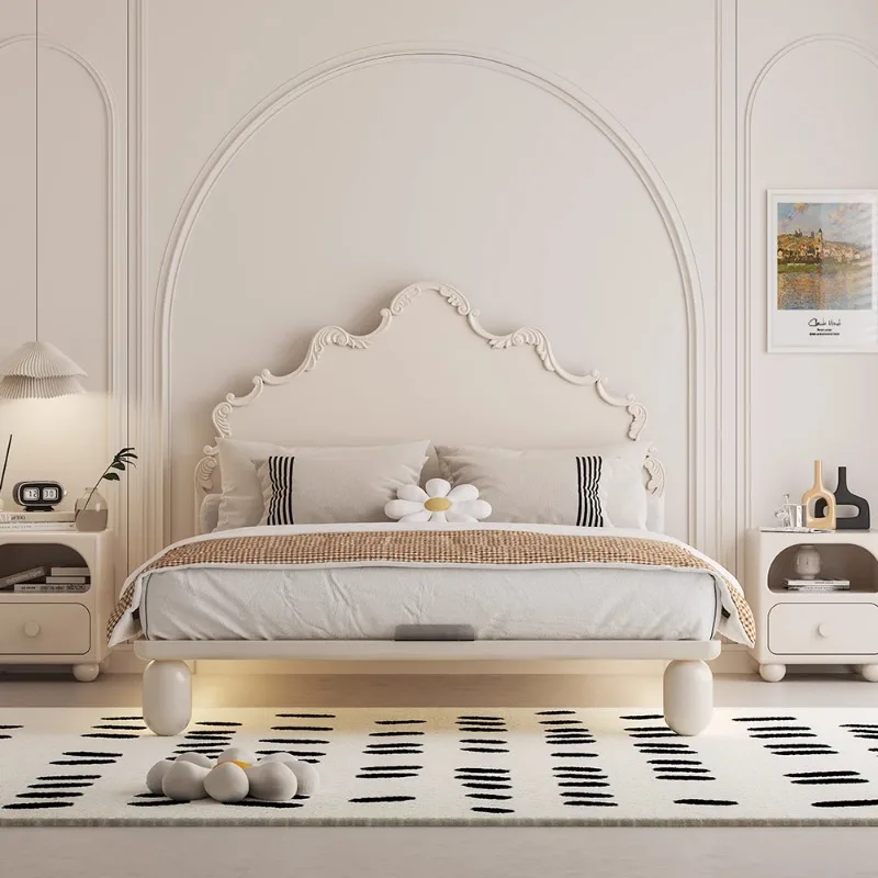 

Cream wind children's bed girl bedroom princess bed small apartment solid wood children's room bed girl single