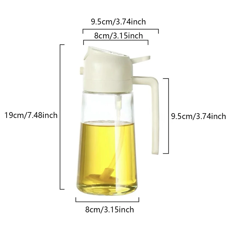 Botella pulverizadora de vidrio 2 en 1 de 470ml, dispensador de aceite, tarro de aceite, vinagrera, barbacoa, hornear, asar, Picnic, herramienta de cocina