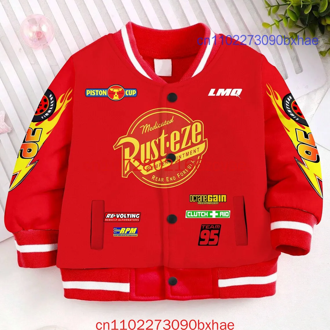 Disney Lightning Mcqueen 95 Think Fast Jaket Baseball Anak dan Remaja Jaket baseball pria Halloween dengan cetakan 3D