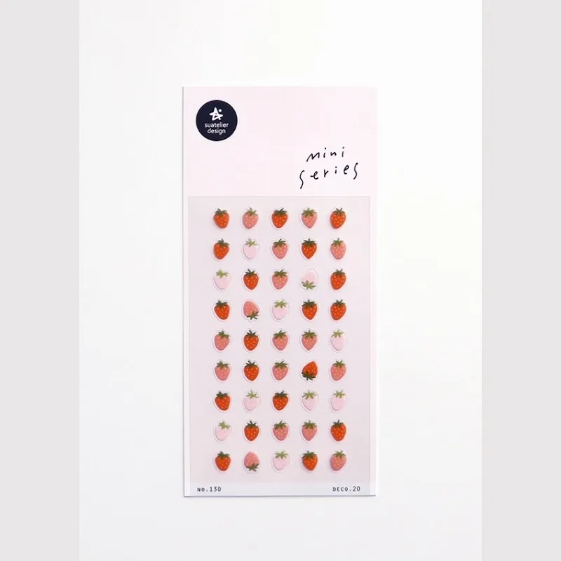 Suatelier Deco.20 Mini Strawberry Sticker Cute Scrapbooking Material Nail DIY Decor Cuttings Stickers Junk Journaling Supplies