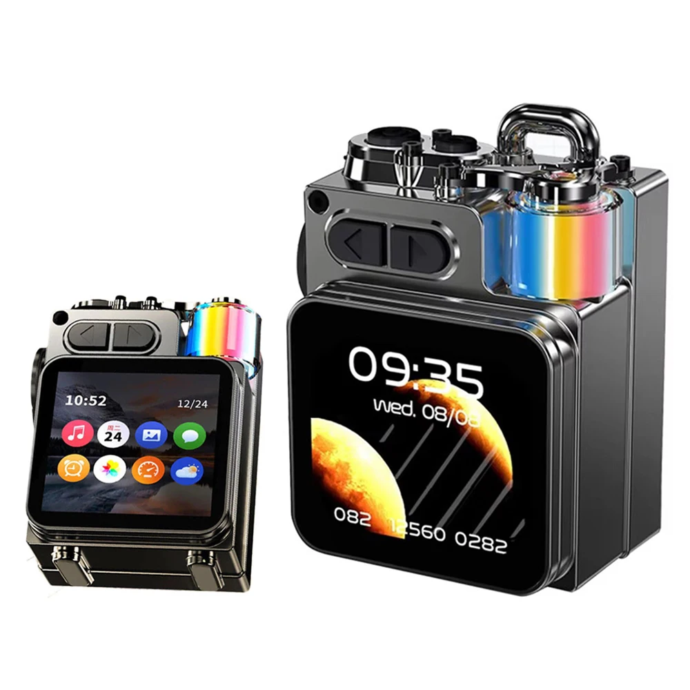 

Metal Mechanical Bluetooth Speaker LED lightScreen RGB Desktop Subwoofer Wireless Loudspeaker Support Calendar Alarm Clock