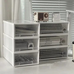 Transparent Desktop Drawer Style Storage Box Student Dormitory Stackable Book And Stationery Organizer Wholesale