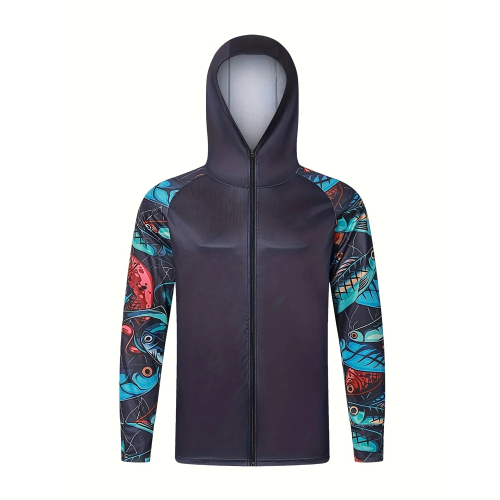 Magliette da pesca con ventilazione confortevole anti-uv da uomo nuove maglie con cappuccio con cerniera abbigliamento da pesca escursionismo