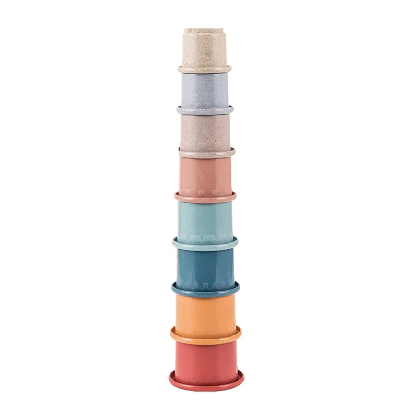 Baby Stacking Cups Toys Beach Funny Wheat Straw Hourglass Stacking Cup Science Learning Education Bathtub Toy For Baby