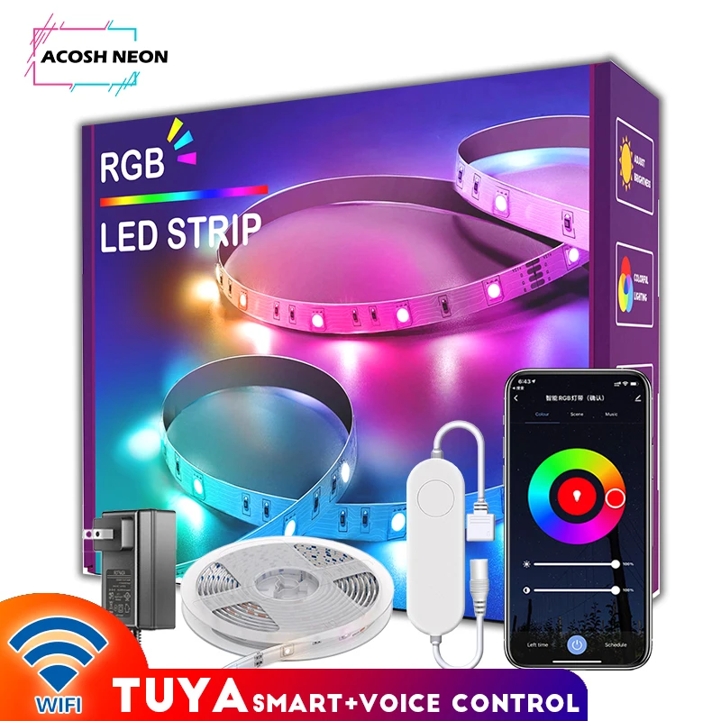 

WIFI RGB Led Strip Light APP Intelligent Control Light Strip with A Single Color LED Flexible Light Strip Indoor Decoration