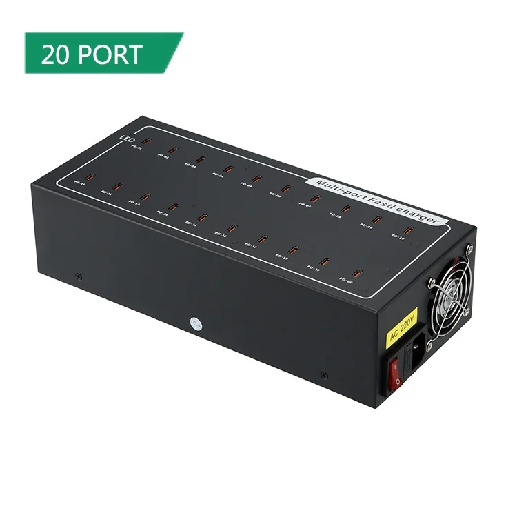 450W 20 Port Charging Hub Brick PD 65W Laptop Charger Adapter USB C Fast Charger Block