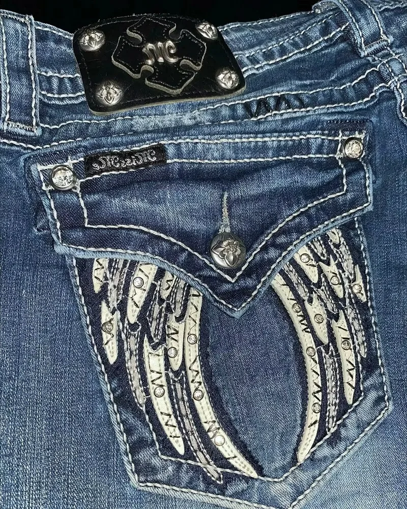 بنطال جينز أمريكي مطرز بنمط Y2K للشارع الهيب هوب هاراجوكو فضفاض هاراجوكو عالي الخصر متعدد الاستخدامات بنطال ذو قصة أرجل واسعة #3