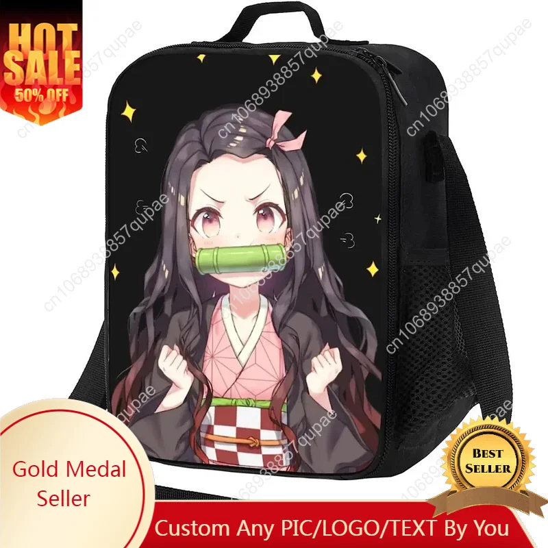 

Cartoon Nezuko Lunch Box for Women Boys Girls Insulated Lightweight Tote Bag Large Capacity Cooler Bag for School Work Picnic