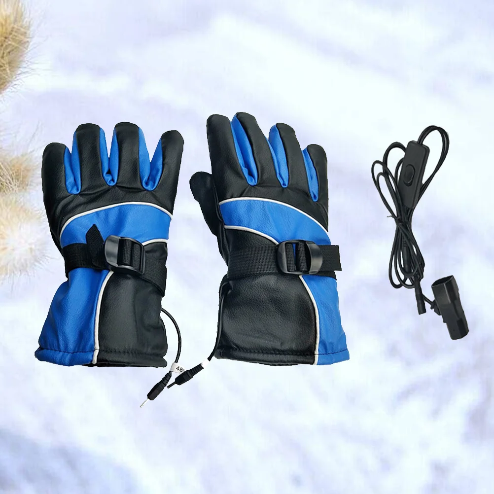 

Electric Heated Gloves Motorcycle Riding Blue 48V Waterproof Touch Screen Thermal Gloves Outdoor Warm Finger Protection