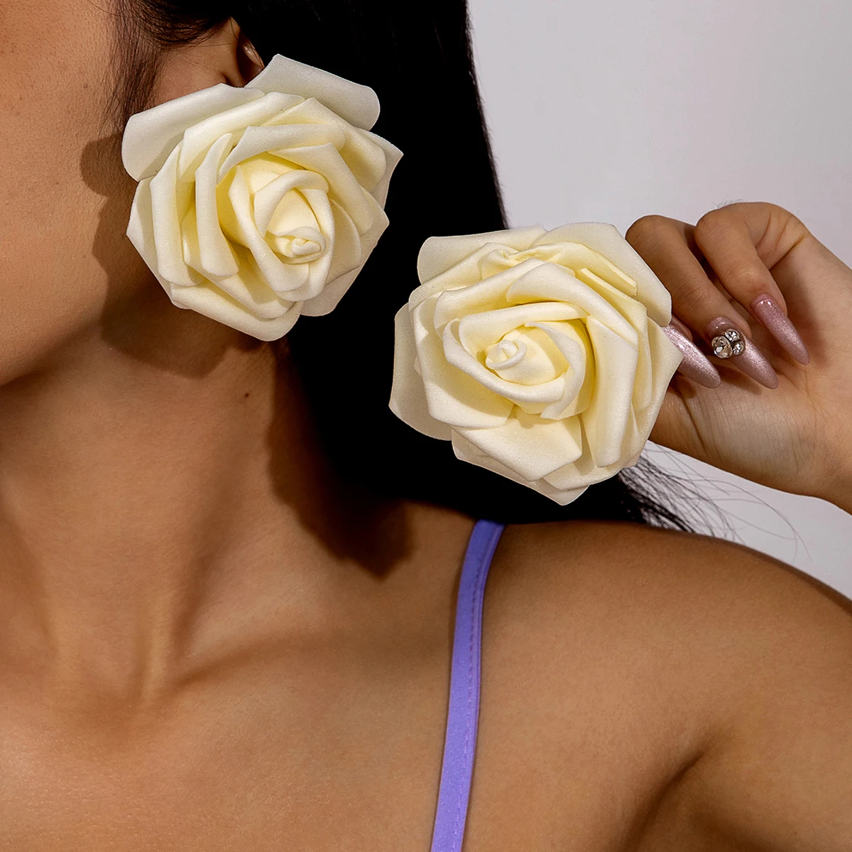 Tocona Pretty Big Rose Flowers Stud Earrings for Women New Simple Trend Design Jewelry Party Accessories Gift Wholesale